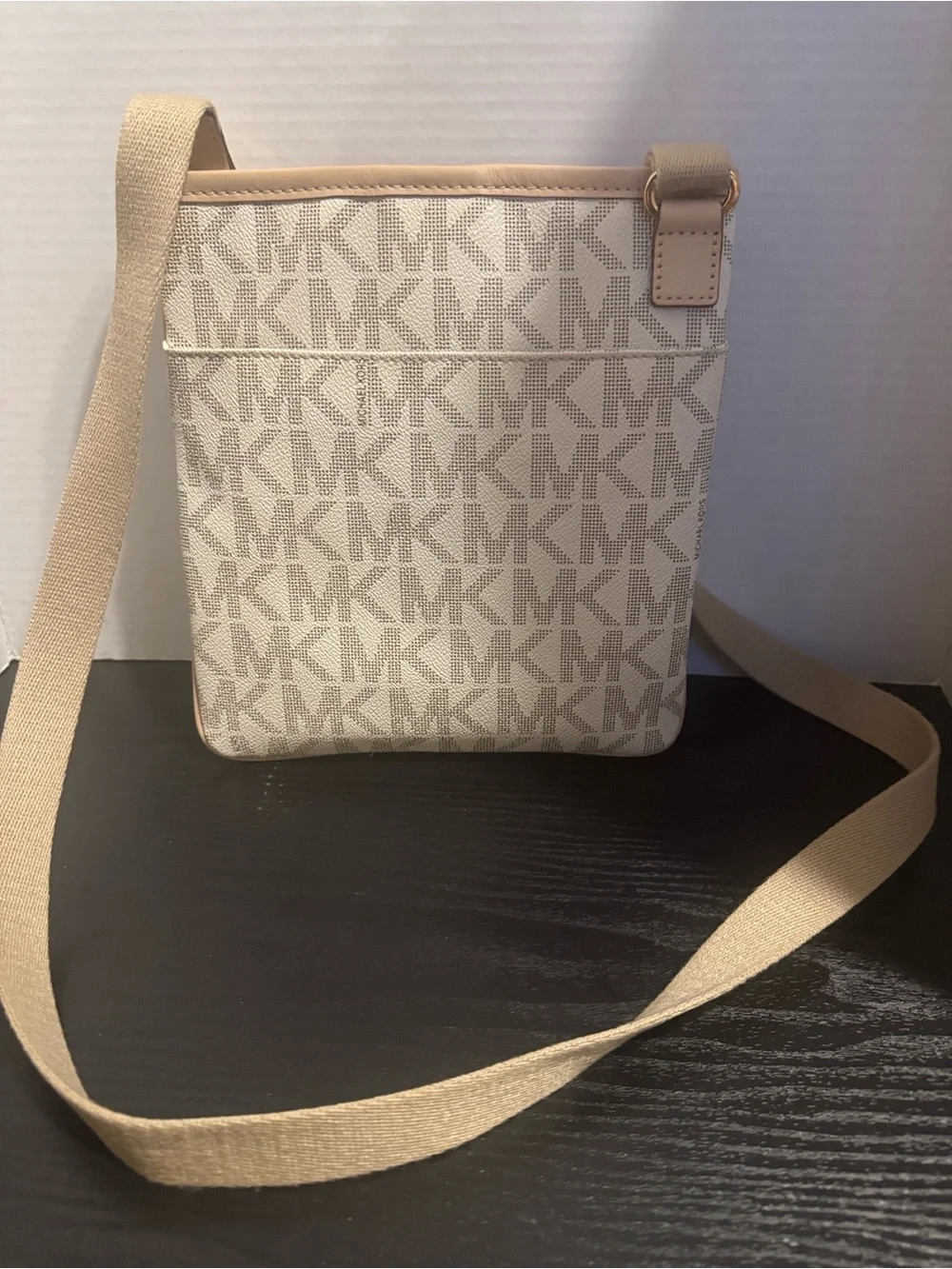 Michael Kors Cream/Tan MK Logo Crossbody Bag
